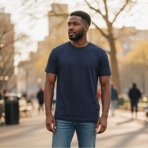 Eddie Bauer Navy Blue Men's Short Sleeve Tee. Size Large Tall.